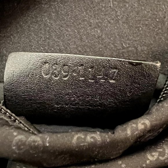 Gucci GG Nylon Black Mini Hobo Bag Leather Trim Silver Hardware Button Strap - Picture 5 of 5